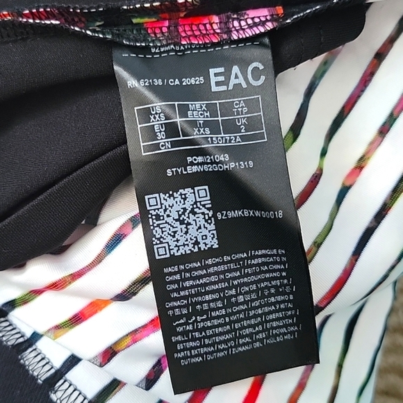 Guess Tropical Striped Lined Multi Color Dress Size XX Small Pink Black - Picture 4 of 8